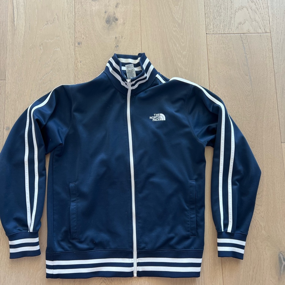 The North Face Blue and White Windbreaker Jacket